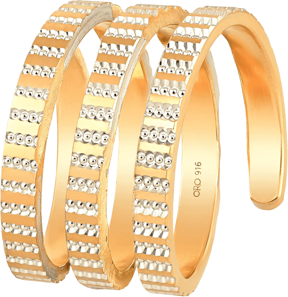 Stack of 22K gold spiral bangles
